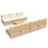 Muebles de jardín 8 piezas cojines madera de pino color