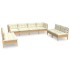 Muebles de jardín 8 piezas cojines madera maciza de