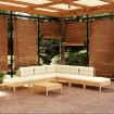 Muebles de jardín 8 piezas cojines madera de pino color crema