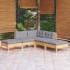 Juego de muebles de jardín 5 pzas y cojines madera pino