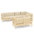 Muebles de jardín 7 pzas y cojines madera maciza de pino
