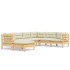 Muebles de jardín 7 pzas y cojines madera maciza de pino