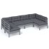 Muebles de jardín 6 pzas y cojines madera maciza de pino