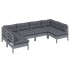 Muebles de jardín 6 pzas y cojines madera maciza de pino