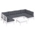 Muebles de jardín 7 pzas y cojines blanco madera maciza de