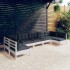 Muebles de jardín 7 pzas y cojines blanco madera maciza de