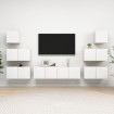 Set de mueble para TV de 8 piezas madera contrachapada blanco