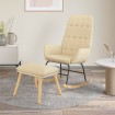 Sillón mecedora con taburete tela color crema