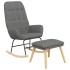 Sillón mecedora con taburete tela gris