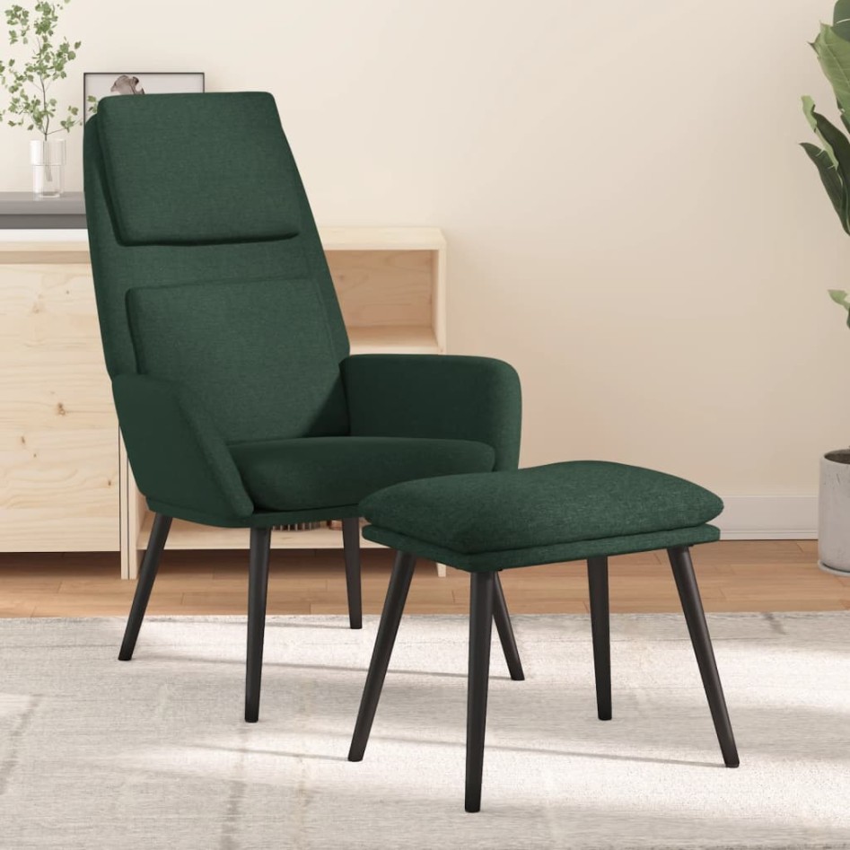 Sillón de relax con reposapiés tela verde