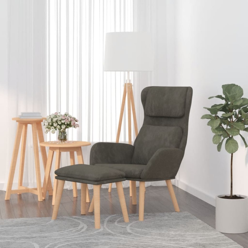 Sillón de relax con taburete terciopelo gris