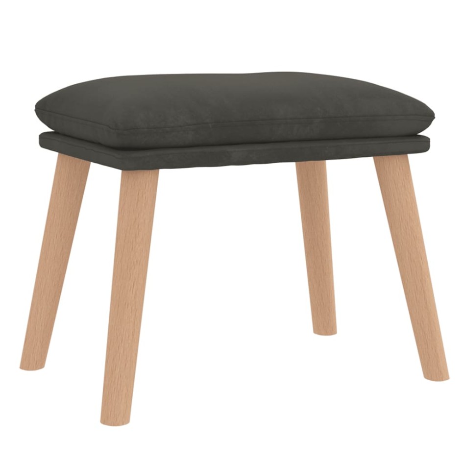 Sillón de relax con taburete terciopelo gris