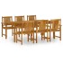 Juego de comedor de jardín 7 piezas madera maciza de