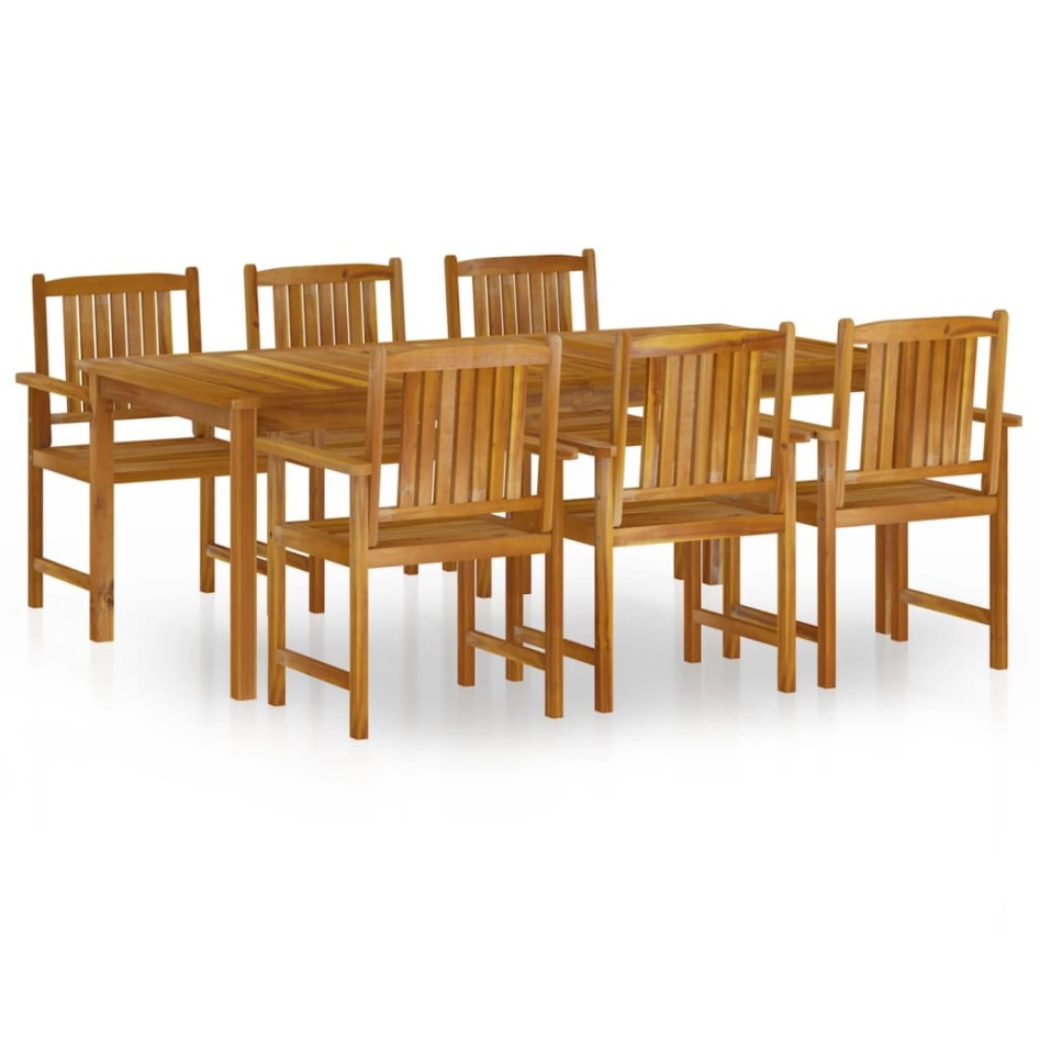 Juego de comedor de jardín 7 piezas madera maciza de