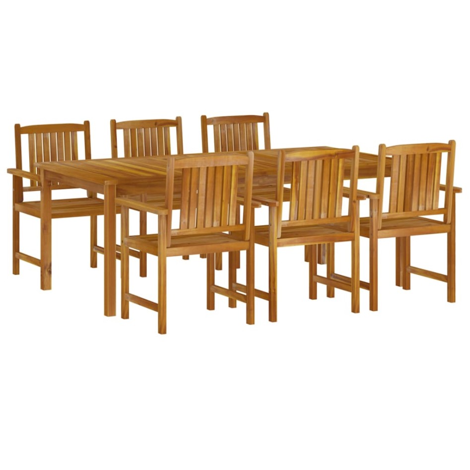 Juego de comedor de jardín 7 piezas madera maciza de