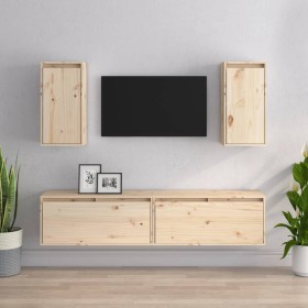 Muebles para TV 4 piezas madera maciza de