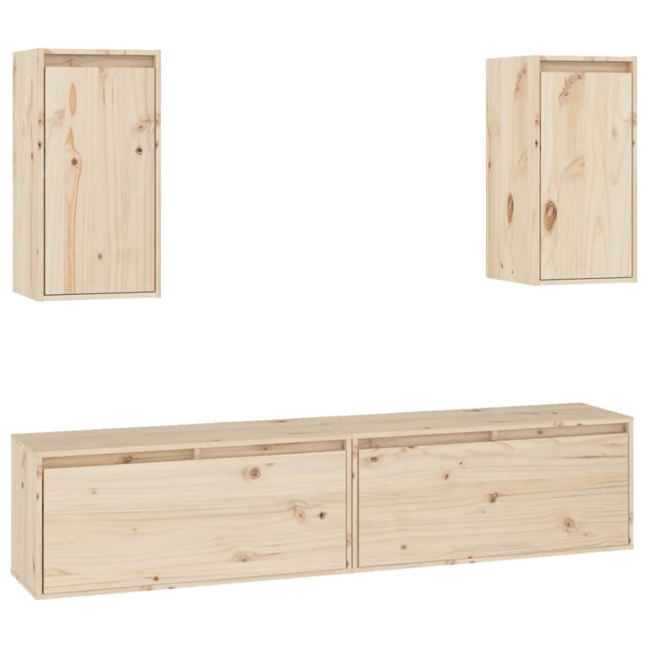 Muebles para TV 4 piezas madera maciza de