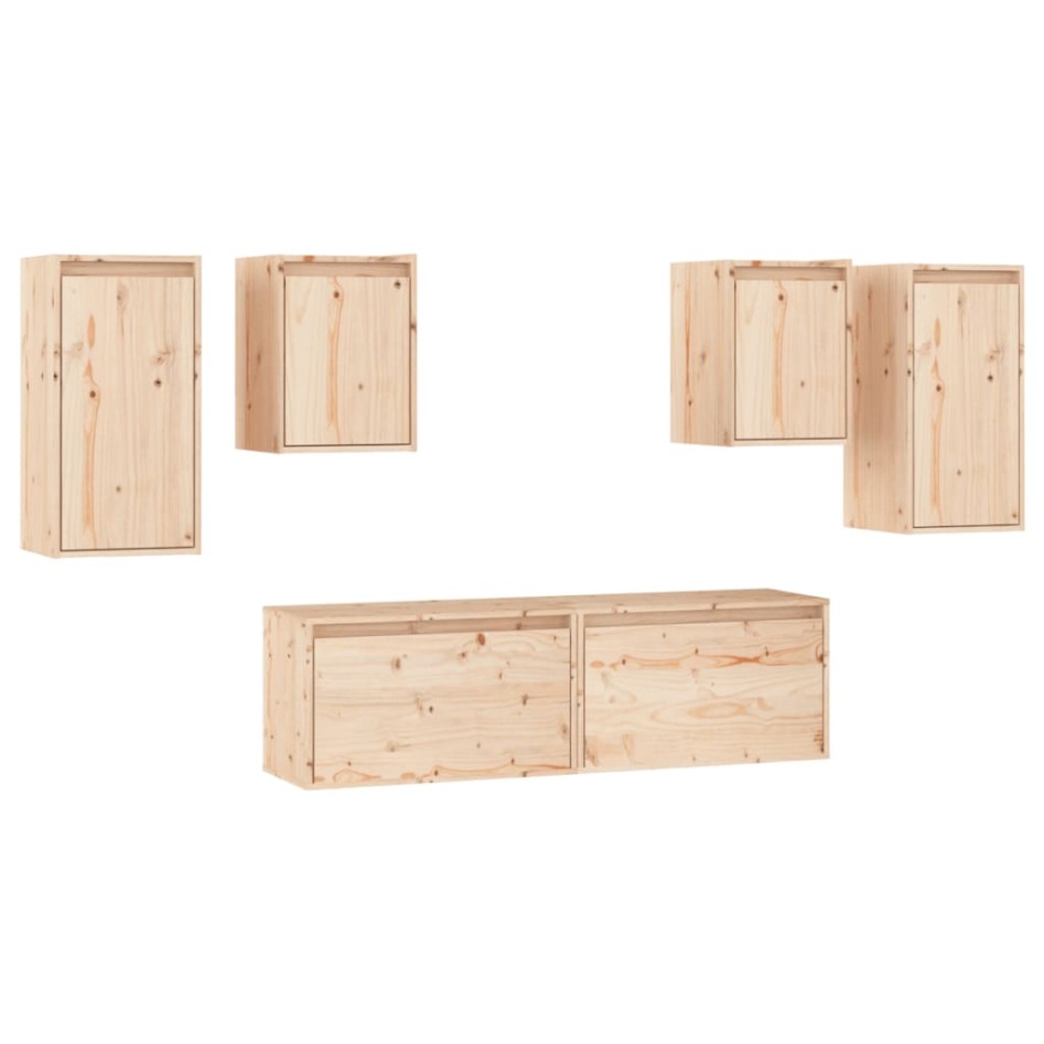 Muebles para TV 6 piezas madera maciza de