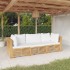 Juego muebles de jardín 3 piezas y cojines madera maciza