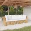 Juego muebles de jardín 3 piezas y cojines madera maciza teca