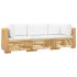 Juego muebles de jardín 3 piezas y cojines madera maciza