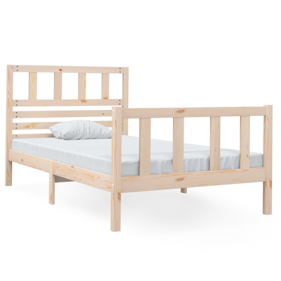 Estructura de cama individual de madera maciza 90x190