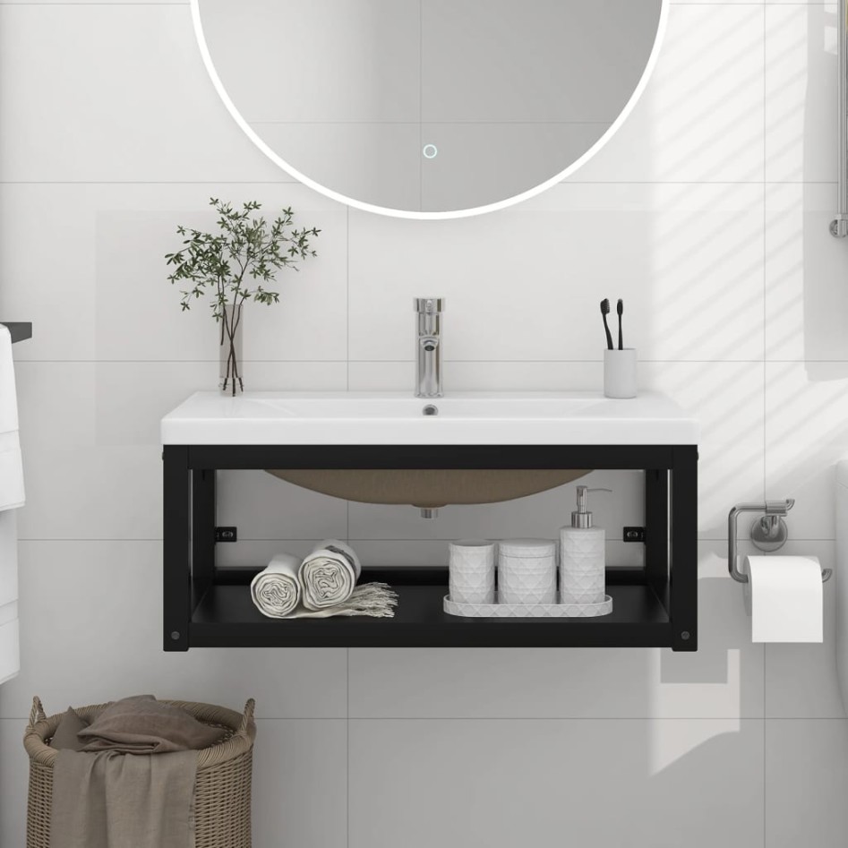 Estructura de baño con lavabo incorporado hierro