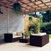 Set muebles de jardín 5 piezas y cojines ratán sintético marrón