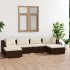 Set muebles de jardín 6 piezas y cojines ratán sintético