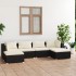 Set de muebles de jardín 6 pzas y cojines ratán sintético