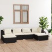 Set de muebles de jardín 6 pzas y cojines ratán sintético negro