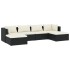 Set de muebles de jardín 6 pzas y cojines ratán sintético