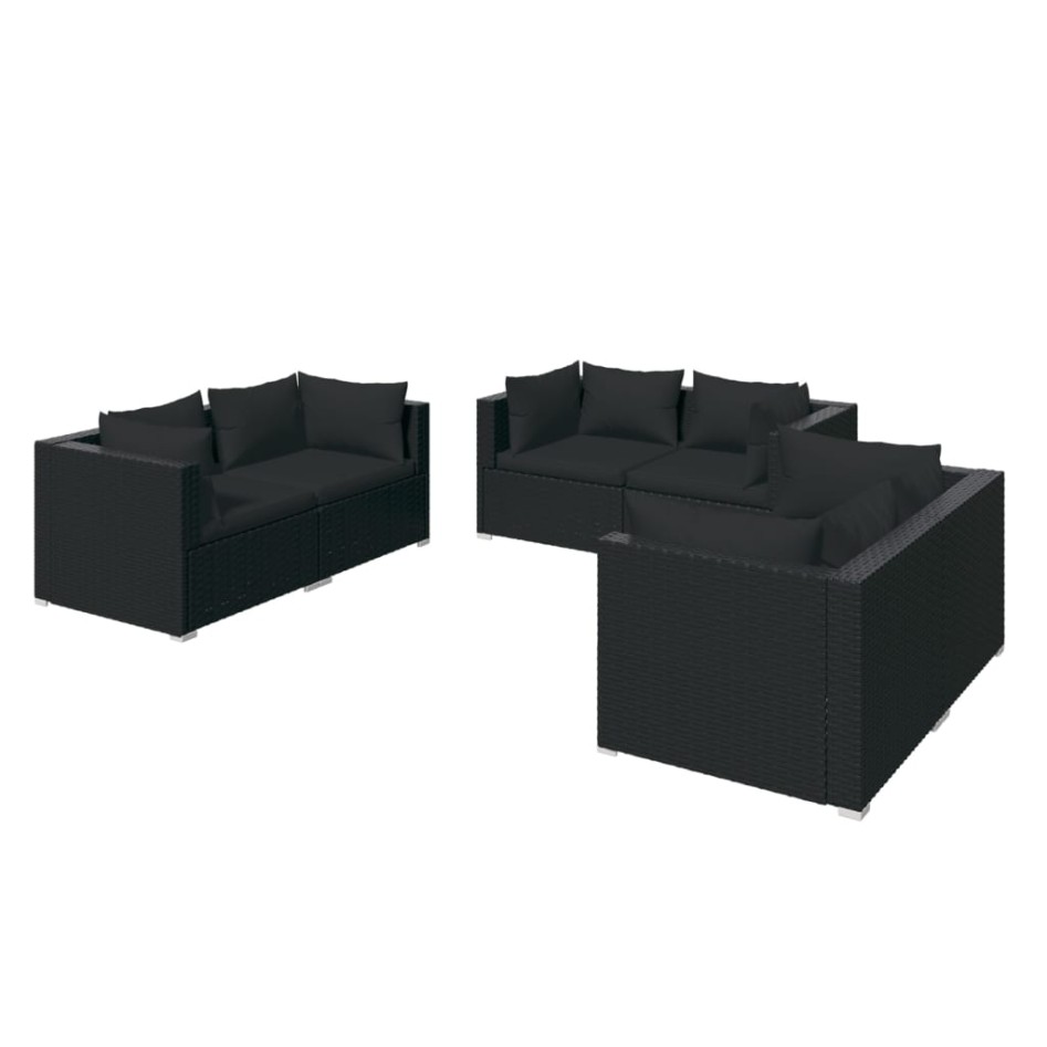 Set de muebles de jardín 6 pzas y cojines ratán sintético