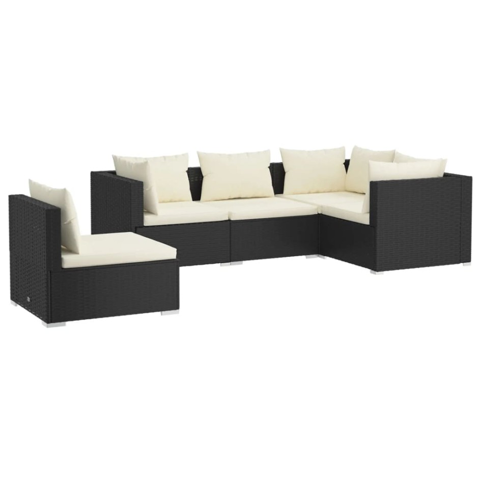 Set de muebles de jardín 5 pzas y cojines ratán sintético