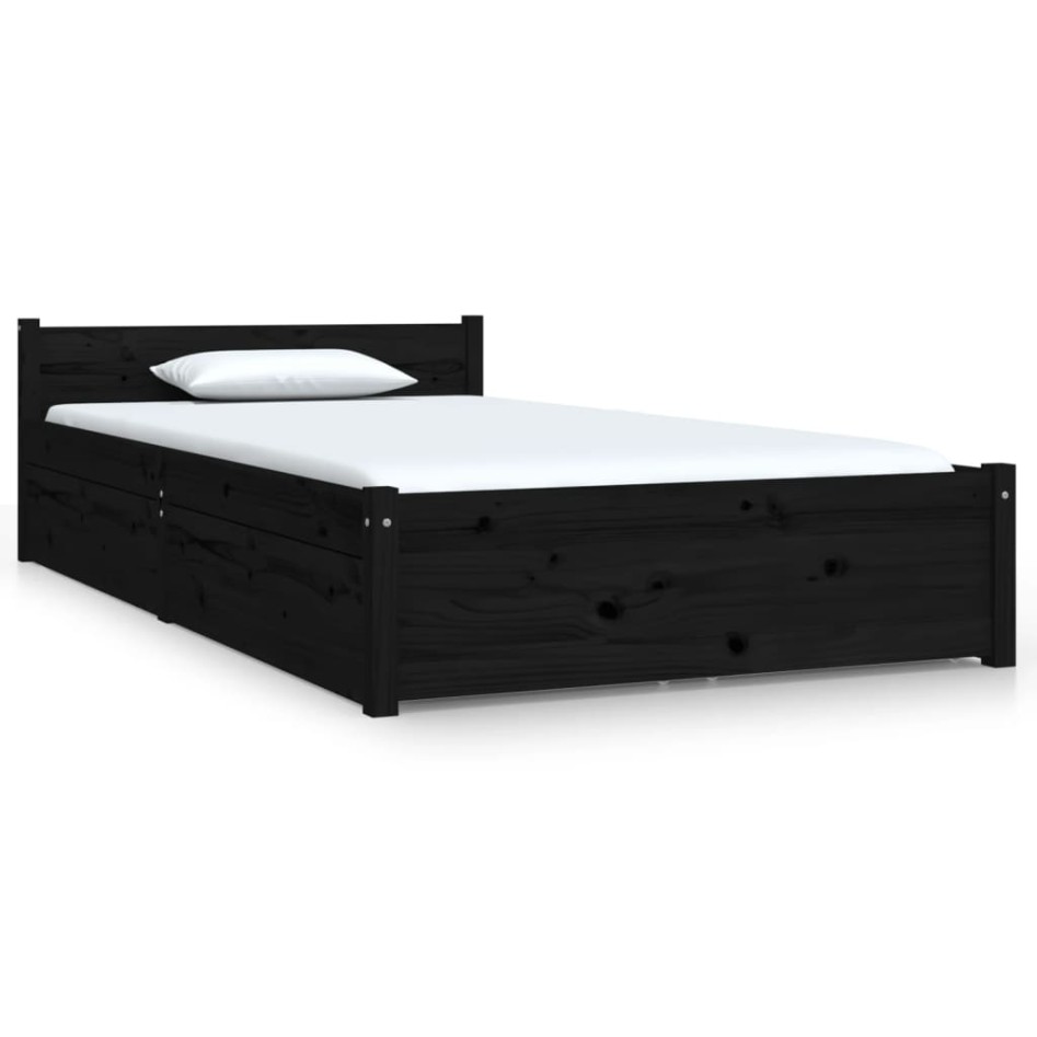 Estructura de cama con cajones negro 90x200