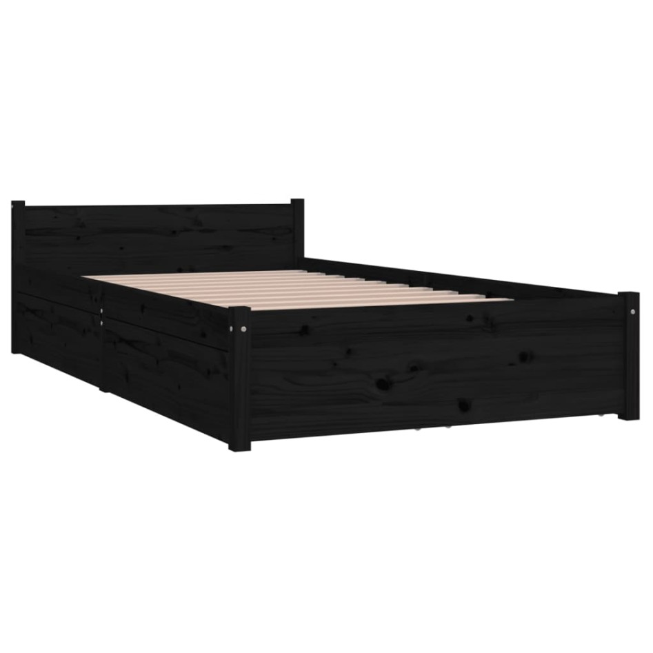 Estructura de cama con cajones negro 90x200