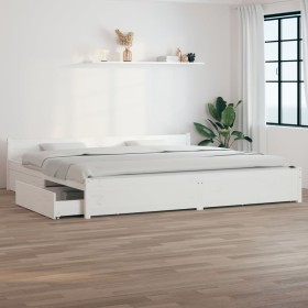 Estructura de cama con cajones blanco 200x200