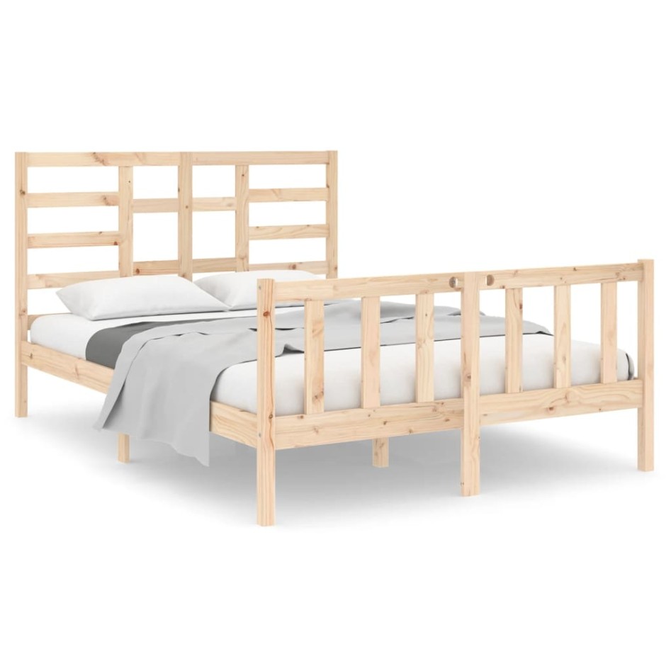 Estructura de cama de matrimonio madera maciza 135x190