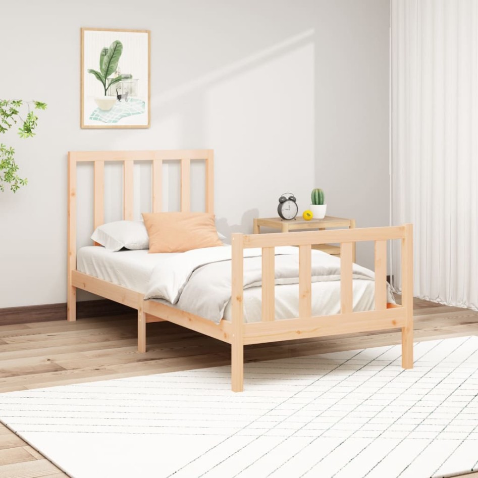 Estructura de cama sin colchón madera maciza de pino 100x200