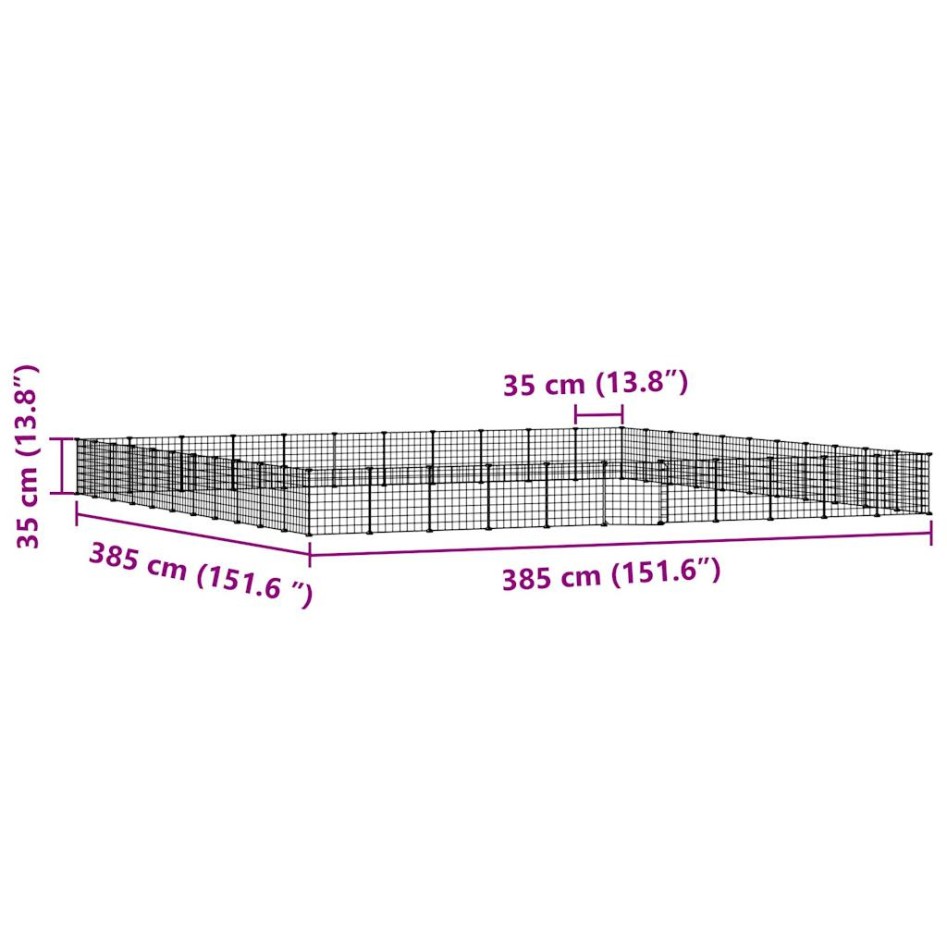 Jaula para mascotas de 44 paneles puerta acero negro 35x35