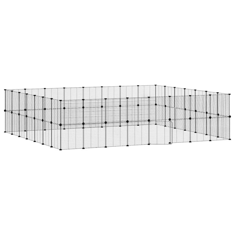 Jaula para mascotas de 60 paneles puerta acero negro 35x35