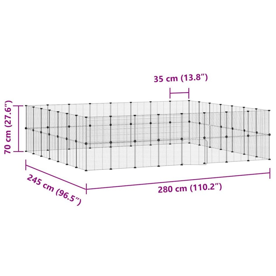 Jaula para mascotas de 60 paneles puerta acero negro 35x35