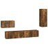Set de muebles de TV 4 pzas madera contrachapada roble