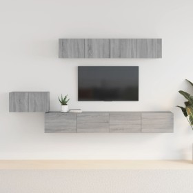 Set de muebles para TV 5 pzas madera contrachapada gris