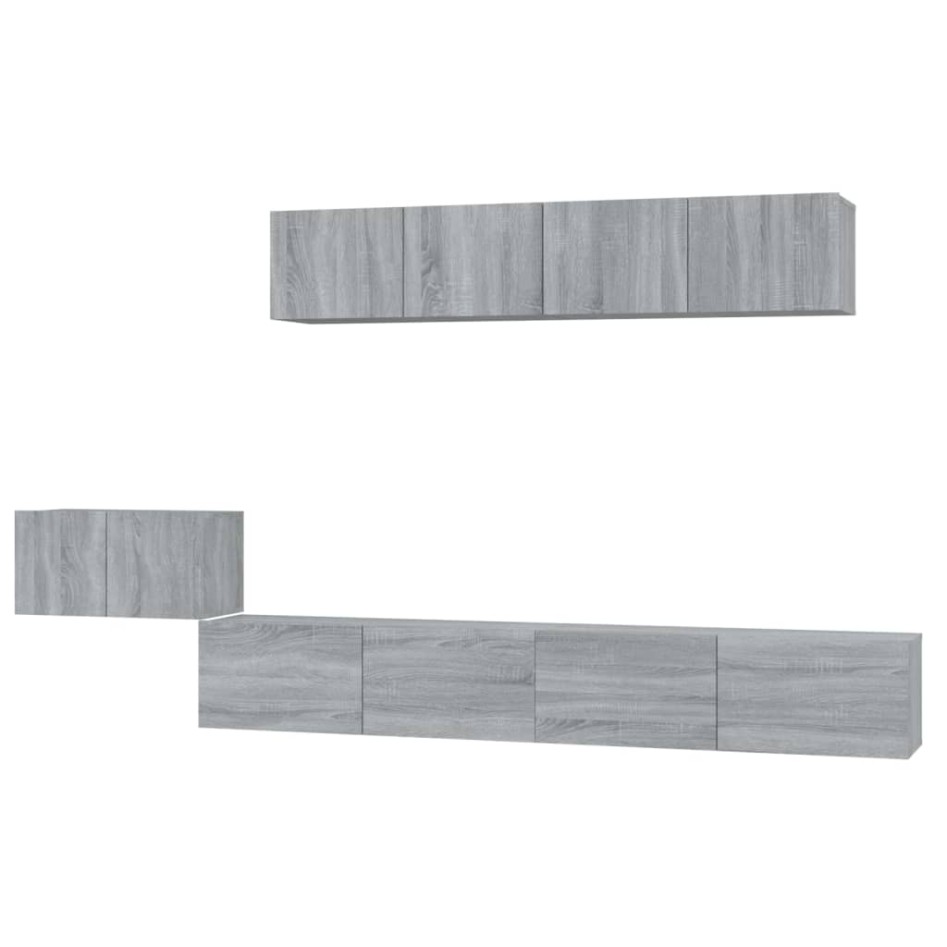 Set de muebles para TV 5 pzas madera contrachapada gris