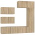 Set de muebles para TV 6 pzas madera contrachapada roble