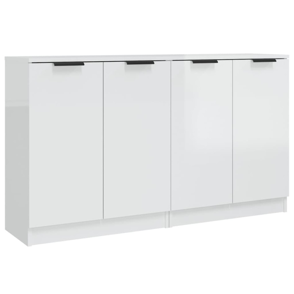 Aparadores 2 uds madera contrachapada blanco brillo 60x30x70
