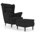 Sillón orejero y taburete de terciopelo
