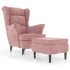 Sillón orejero y taburete de terciopelo