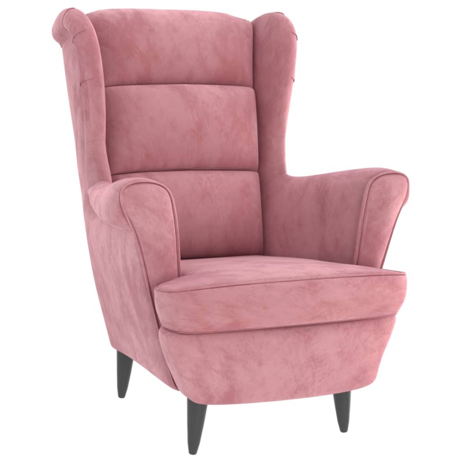 Sillón orejero y taburete de terciopelo